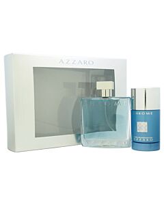 Chrome by Azzaro for Men - 2 Pc Gift Set 3.4oz EDT Spray, 2.7oz Alcohol Free Deodorant Stick