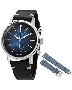 Men's Chronograph Leather Blue Dial Watch