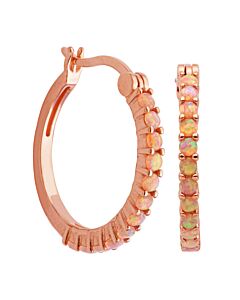 Classic Treasures  14k Rose Gold Plated Sterling Silver Created Pink Opal Hoop Earrings S2AHJP940K-RNBEU00