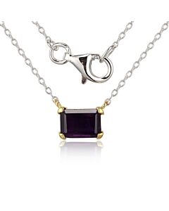 Classic Treasures  Sterling Silver & Gold Plated Necklace with Genuine African Amethyst, 18"