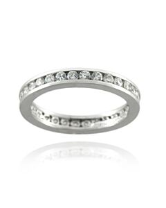 Classic Treasures Sterling Silver Platinum Channel Set CZ Stackable Band