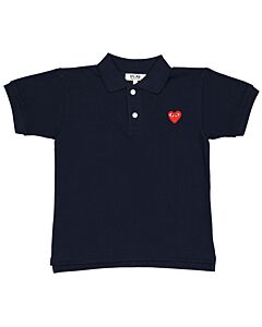 Comme Des Garcons Kids Short Sleeve Embroidered Heart Polo Shirt