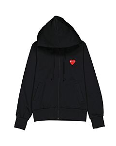 Comme Des Garcons Ladies Long-sleeve Embroidered Heart Logo Hoodie