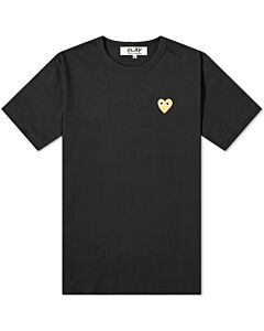 Comme Des Garcons Men's Black Play Gold Heart Logo Tee