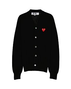 Comme Des Garcons Men's Heart Logo Cardigan In Black