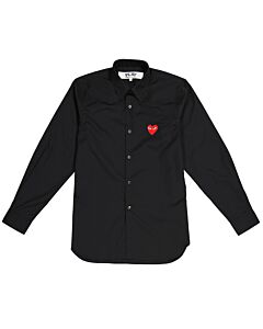 Comme Des Garcons Play Heart Logo Cotton Shirt In Black