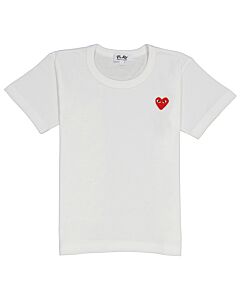Comme Des Garcons Play Men's White Embroidered Heart T-shirt