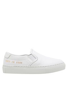 Common Projects Kids White Leather Slip On Sneakers