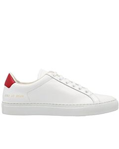 Common Projects Ladies White/Red Retro Low-Top Leather Sneakers