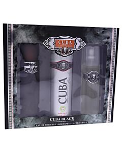 Cuba Black by Cuba for Men - 3 Pc Gift Set 3.3oz EDT Spray, 3.3oz After Shave, 6.7oz Body Spray