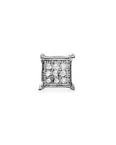 Dazzling Rock Dazzlingrock Collection 0.04 Carat (ctw) Round Diamond Square Shaped Stud Earring (1pc), Sterling Silver