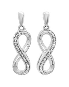 Dazzling Rock Dazzlingrock Collection 0.08 Carat (ctw) 10K Round White Diamond Ladies Infinity Swirl Dangling Earrings, White Gold