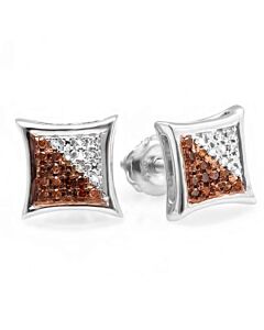 Dazzling Rock Dazzlingrock Collection 0.10 Carat (ctw) Red & White Round Diamond Micro Pave Setting Kite Shape Stud Earrings 1/10 CT, Sterling Silver