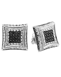 Dazzling Rock Dazzlingrock Collection 0.15 Carat (ctw) White & Black Round Diamond Micro Pave Setting Kite Shape Stud Earrings, Sterling Silver
