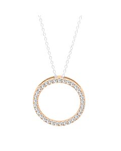 Dazzling Rock Dazzlingrock Collection 0.25 Carat (ctw) 18K Round White Diamond Circle Pendant 1/4 CT (Silver Chain Included), Rose Gold
