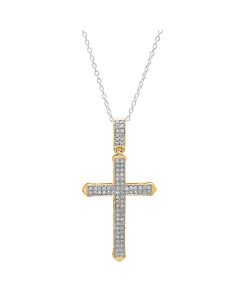 Dazzling Rock Dazzlingrock Collection 0.30 Carat (ctw) 10K White Diamond Men's Cross Pendant 1/3 CT (Silver Chain Included), Yellow Gold