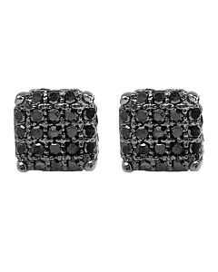 Dazzling Rock Dazzlingrock Collection 0.33 Carat (ctw) Black Rhodium Plated Black Diamond Dice Shape Iced Stud Earrings 1/3 CT, Sterling Silver