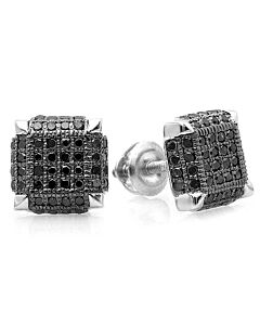 Dazzling Rock Dazzlingrock Collection 0.40 Carat (ctw) Black Rhodium Plated Round Black Diamond Men's Iced Stud Earrings, Sterling Silver