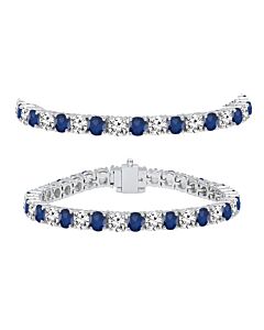 Dazzling Rock Dazzlingrock Collection 18K Round Real Blue Sapphire & White Diamond Ladies Tennis Bracelet, White Gold