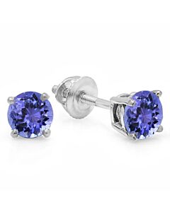 Dazzling Rock Dazzlingrock Collection 5mm Each Round Cut Tanzanite Ladies Solitaire Stud Earrings, Sterling Silver
