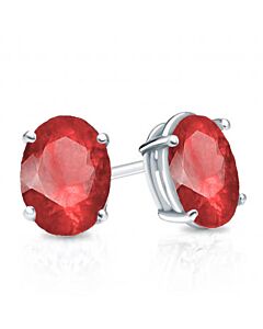 Dazzling Rock Dazzlingrock Collection 6x4 mm each Oval Cut Ruby Ladies Solitaire Stud Earrings, Sterling Silver