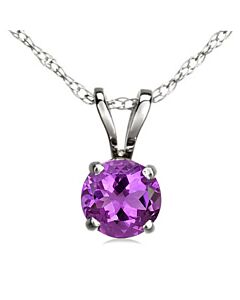 Dazzling Rock Dazzlingrock Collection 7 mm Round Cut Amethyst Ladies Solitaire Pendant (Silver Chain Included), Sterling Silver