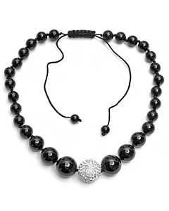 Dazzling Rock Dazzlingrock Collection Swarovski Crystal Beaded Choker Necklace Graduating White and Black Disco Ball Faceted Unisex Adjustable