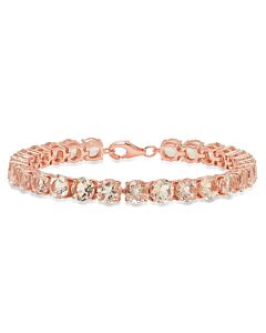 Dazzling Rock Rose Gold Plated Sterling Silver Round Morganite Ladies Tennis Bracelet(7 Inch Length x 6.1 MM Wide)