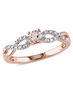 Delmar 1/10 CT TW Diamond and Morganite Infinity Ring in Rose Plated Sterling Silver
