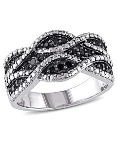 Delmar 1/4 CT TW Black Diamond Double Twist Ring in Sterling Silver with Black Rhodium