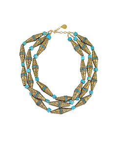 Devon Leigh 24K Gold Plated Brass And Howlite Multi Strand Necklace N6075