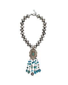 Devon Leigh Brass and Turquoise Pendant Necklace N6203