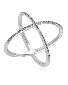 Diamanti Per Tutti Ladies Silver-tone Cross-over Ring