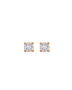 Diamond Muse 0.02 cttw Rose Gold Over Sterling Silver Round Diamond Stud Earrings for Women