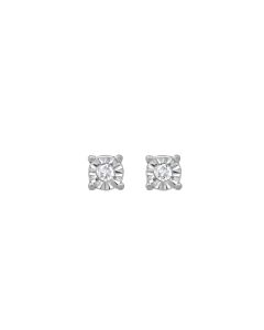 Diamond Muse 0.02 cttw White Gold Over Sterling Silver Round Diamond Stud Earrings for Women
