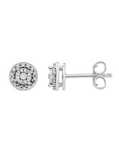 Diamond Muse 0.04 cttw White Gold Over Sterling Silver Diamond Accent Stud Earrings for Women