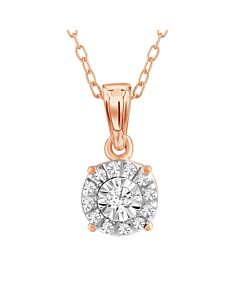 Diamond Muse 0.10 cttw Pink Gold Over Sterling Silver Diamond Stud Necklace for Women