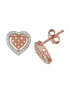 Diamond Muse 0.10 cttw Rose Gold Over Sterling Silver Heart Diamond Stud Earrings for Women