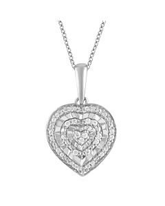 Diamond Muse 0.10 cttw White Gold Over Sterling Silver Heart Necklace for Women