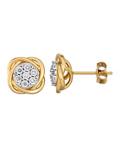 Diamond Muse 0.10 cttw Yellow Gold Over Sterling Silver Knot Diamond Stud Earrings for Women