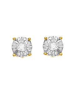 Diamond Muse 0.10 cttw Yellow Gold Over Sterling Silver Round Composite Diamond Stud Earrings for Women
