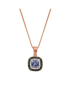 Diamond Muse 0.15 cttw 14KT White Gold Tanzanite Diamond Accent Pendant Necklace for Women