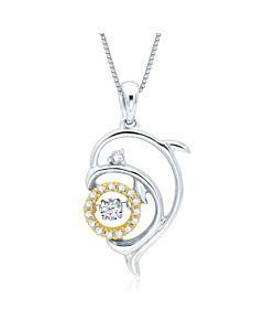 Diamond Muse 0.16 cttw 14KTDiamond Accent Dolphin Pendant Necklace for Women