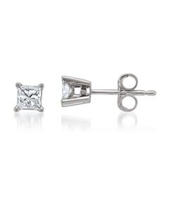 Diamond Muse 0.20 cttw 14KT White Gold Princess Cut Diamond Stud Earrings for Women