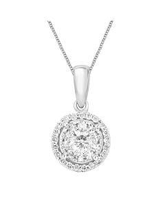 Diamond Muse 0.25 cttw 14KT White Gold Double Frame Diamond Pendant Necklace for Women