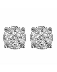 Diamond Muse 0.25 cttw 18KT White Gold Round Cut Diamond Cluster Stud Earrings for Women