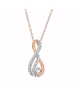 Diamond Muse 0.25 cttw Pink Gold Over Sterling Silver Infinity Teardrop Necklace for Women