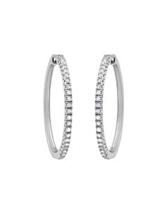 Diamond Muse 0.25 cttw White Gold Over Sterling Silver Diamond Hoop Earrings for Women