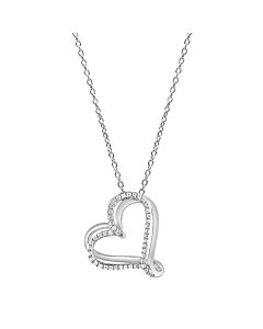 Diamond Muse 0.25 cttw White Gold Over Sterling Silver Heart Necklace for Women