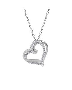 Diamond Muse 0.25 cttw White Gold Over Sterling Silver Heart Necklace for Women